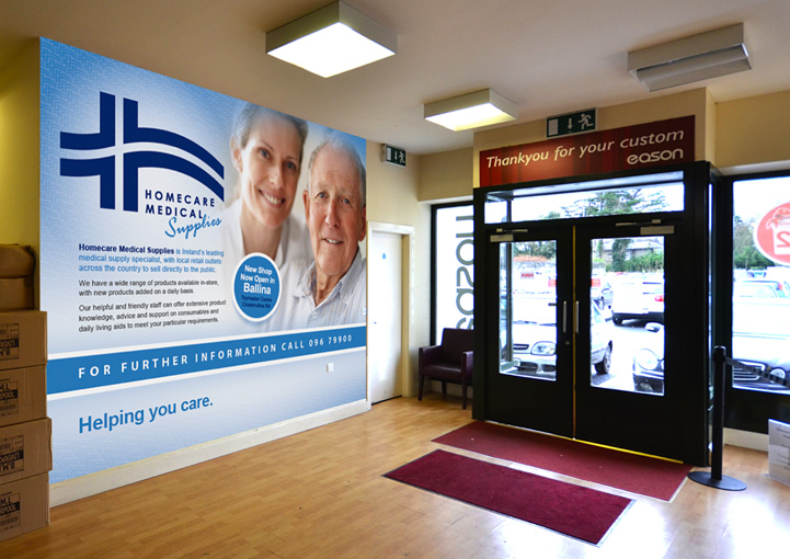 Homecare Medial Supplies wall graphic display design