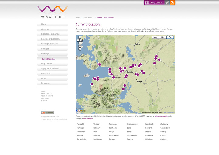 WestNet Broadband web design